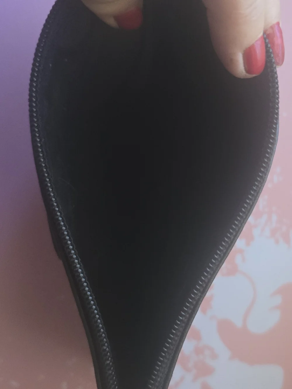 Rosetti Black Faux Leather Zip Pouch with Gold Oval Logo